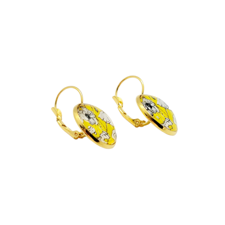 EARRINGS GOLD GIRL WITH YELLOW FLOWERS1